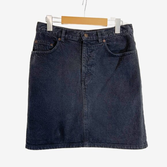 Vintage Black Wash Jean Skirt by CALVIN KLEIN  / Made in USA / Small-Medium - Picture 3 of 10
